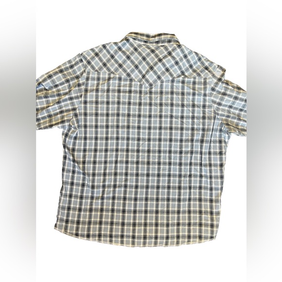 NWOT Wrangler Blue and White Plaid Pearl Snap Button Shirt Mens Size XXL Western - Picture 2 of 6